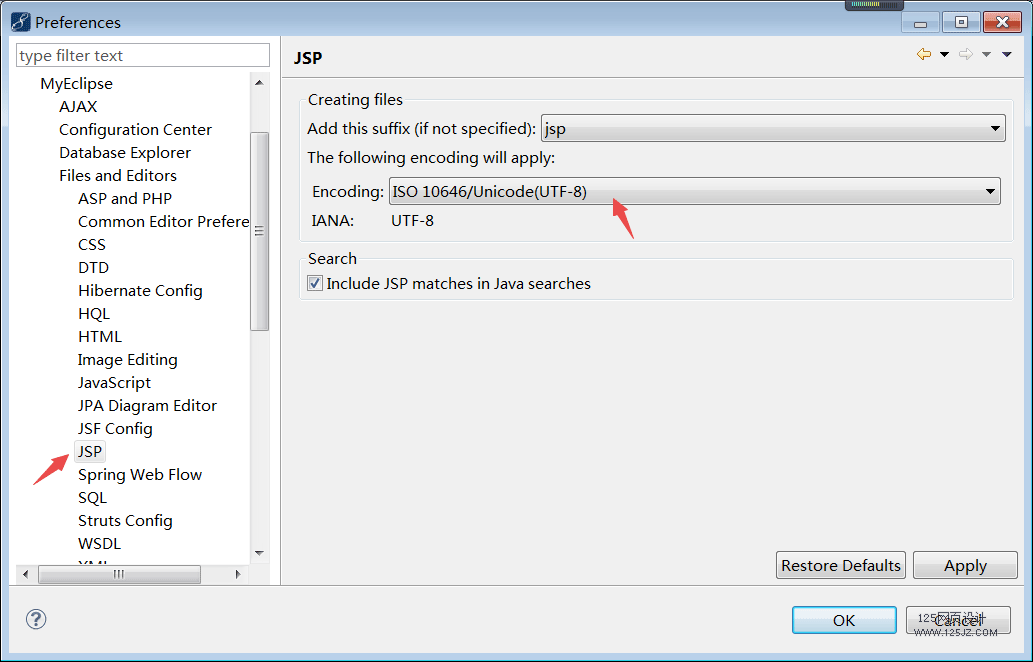 MyEclipse中JSP的页面编码-中文乱码快速解决