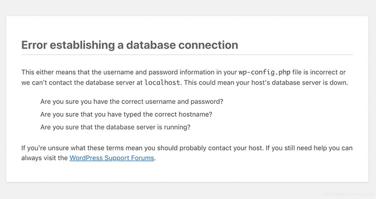 WordPress网站error establishing a database connection错误原因及解决方法