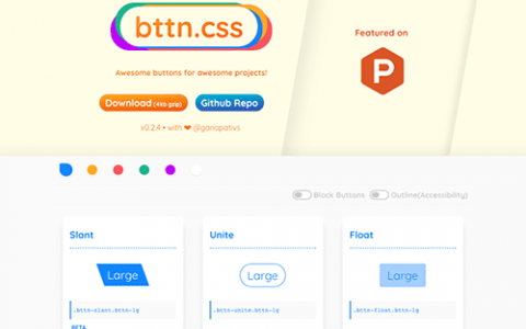 13种极简风格的扁平化按钮样式-bttn.css