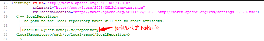 如何修改从Maven中心仓库下载到本地的jar包的默认存储位置？